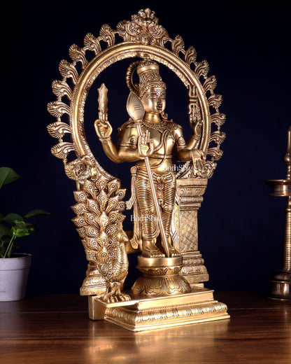 Pure Brass Murugan with Thiruvachi Prabhavali Arch 23 inch