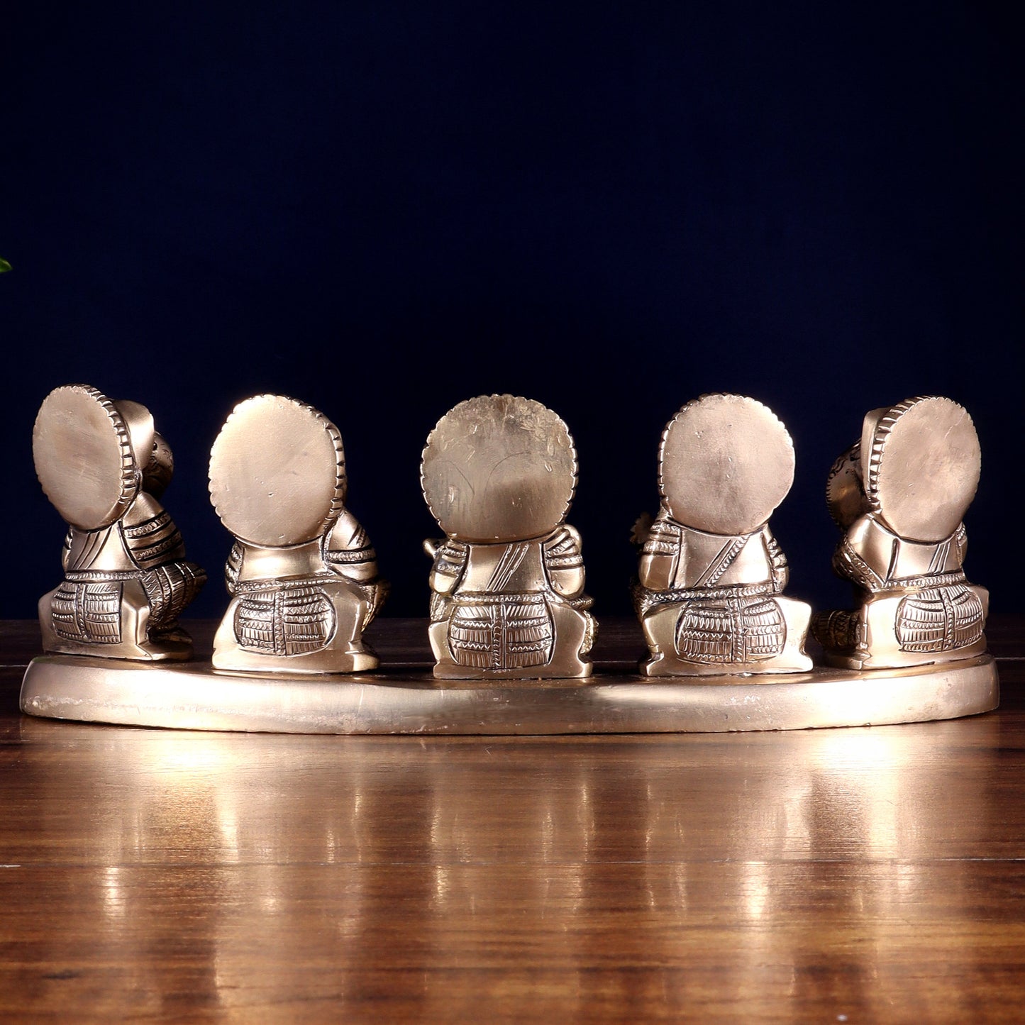 Pure Brass Set of Five Musical Ganesha – Showpiece & Gift for Loved Ones 4 inch