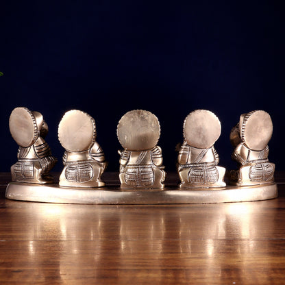 Pure Brass Set of Five Musical Ganesha – Showpiece & Gift for Loved Ones 4 inch