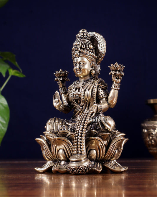 Brass Superfine Lakshmi Idol on Lotus Base 5"