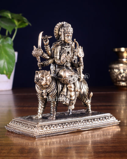 Pure Brass Superfine Goddess Durga on Tiger Idol 4.5 inch