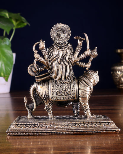Pure Brass Superfine Goddess Durga on Tiger Idol 4.5 inch