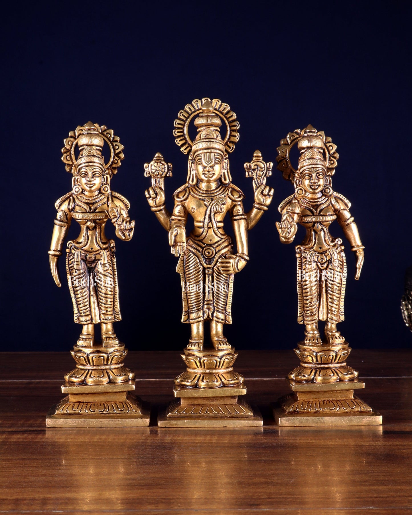 Brass Tirupati Balaji with Bhudevi and Sridevi | 8 inch idols