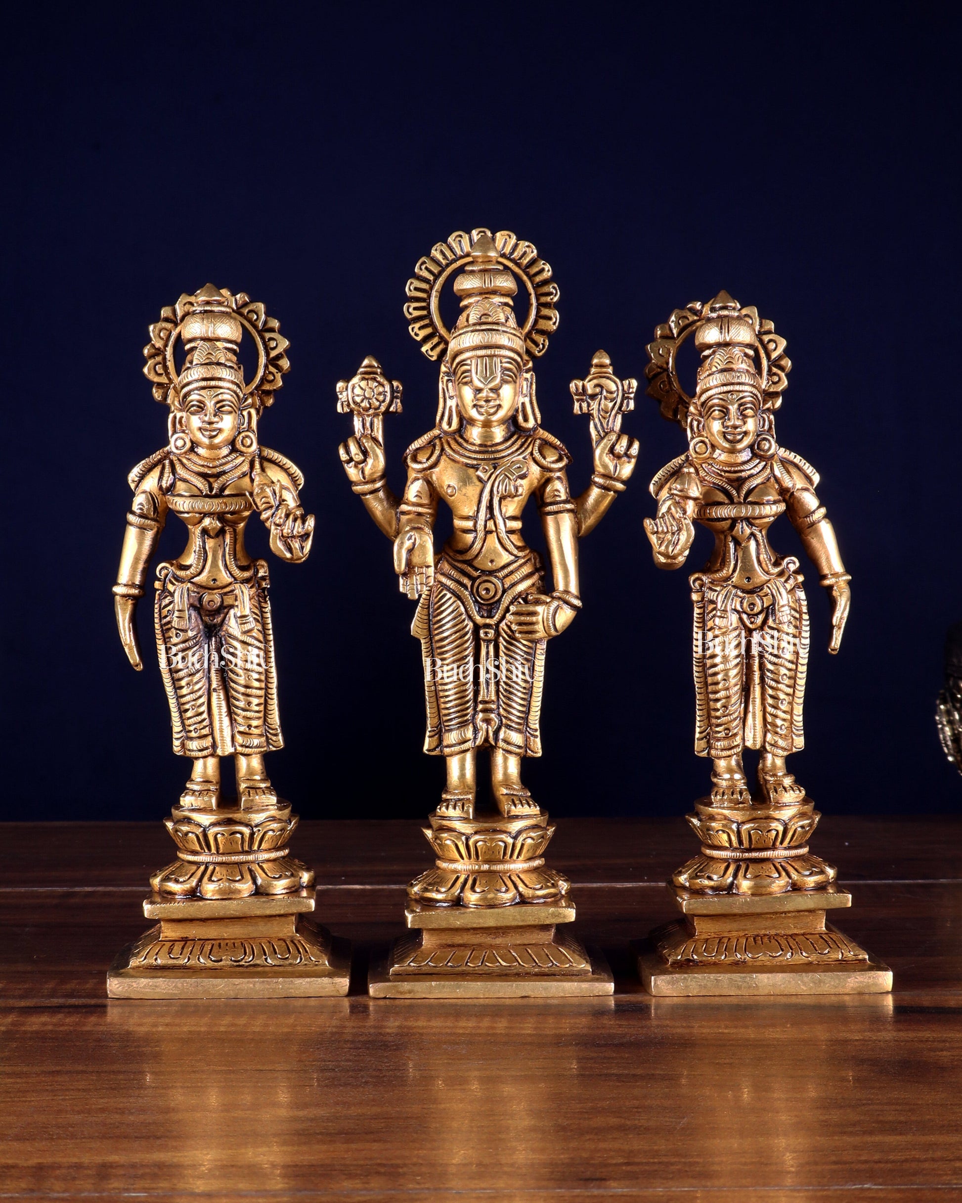 Brass Tirupati Balaji with Bhudevi and Sridevi | 8 inch idols