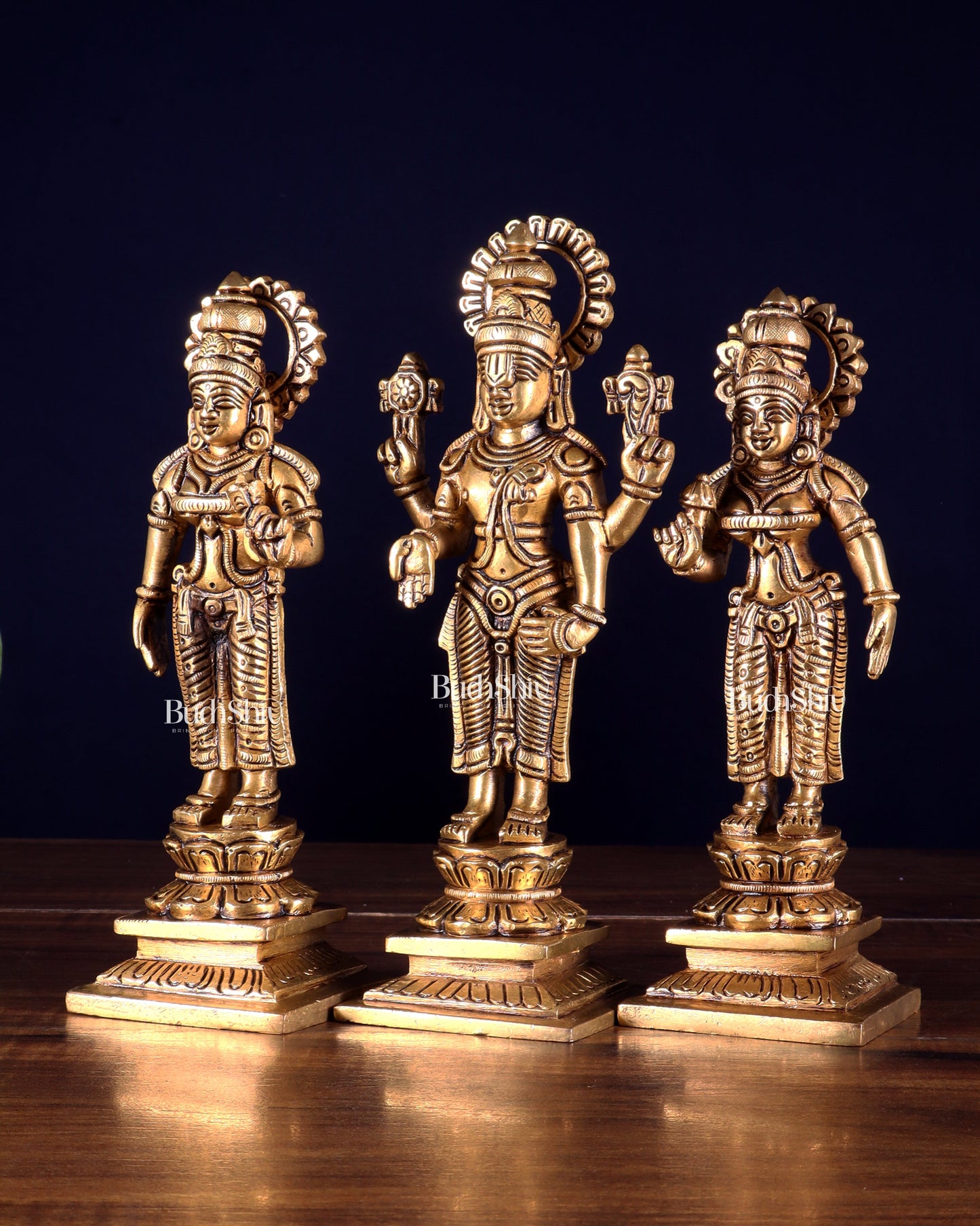 Brass Tirupati Balaji with Bhudevi and Sridevi | 8 inch idols