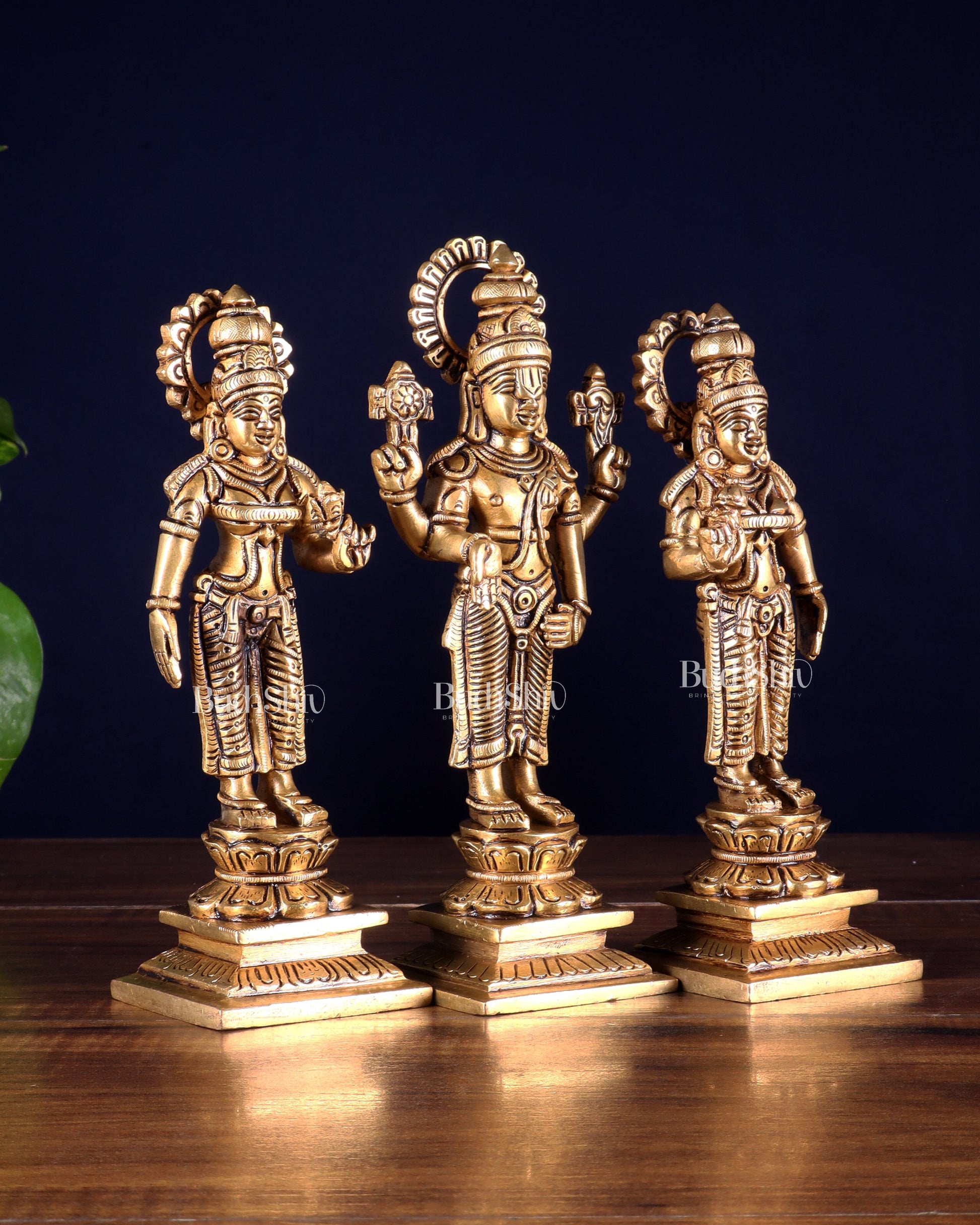 Brass Tirupati Balaji with Bhudevi and Sridevi | 8 inch idols
