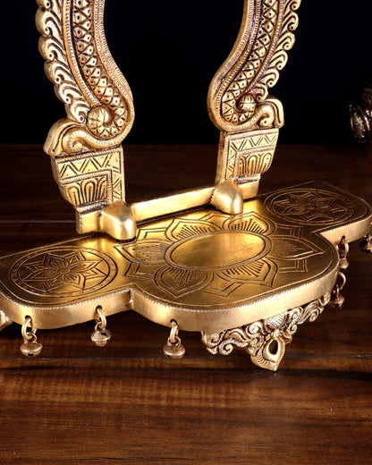 Pure Brass Superfine Singhasan Chowki with Prabhavali – 12 Inch