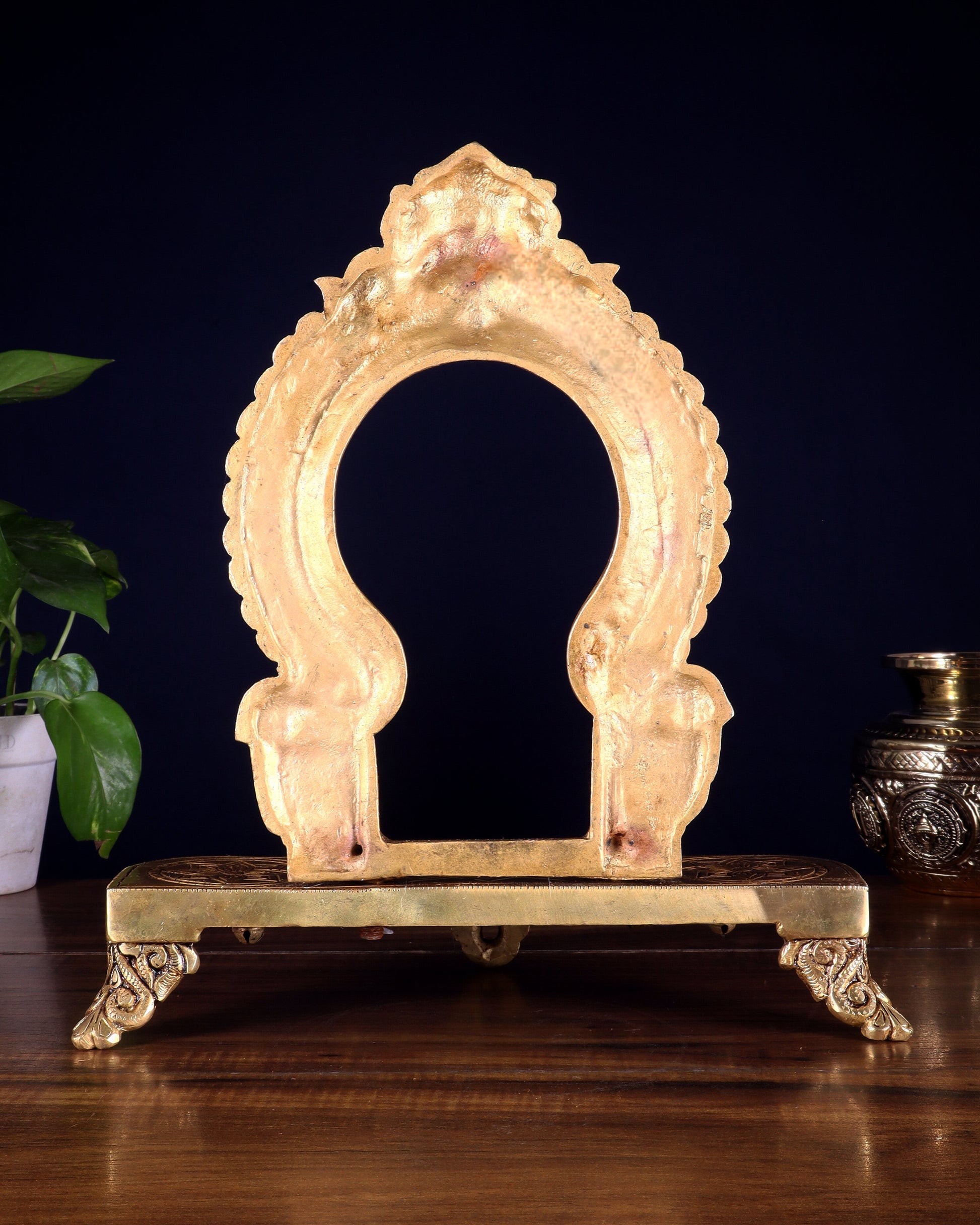 Pure Brass Superfine Singhasan Chowki with Prabhavali – 12 Inch