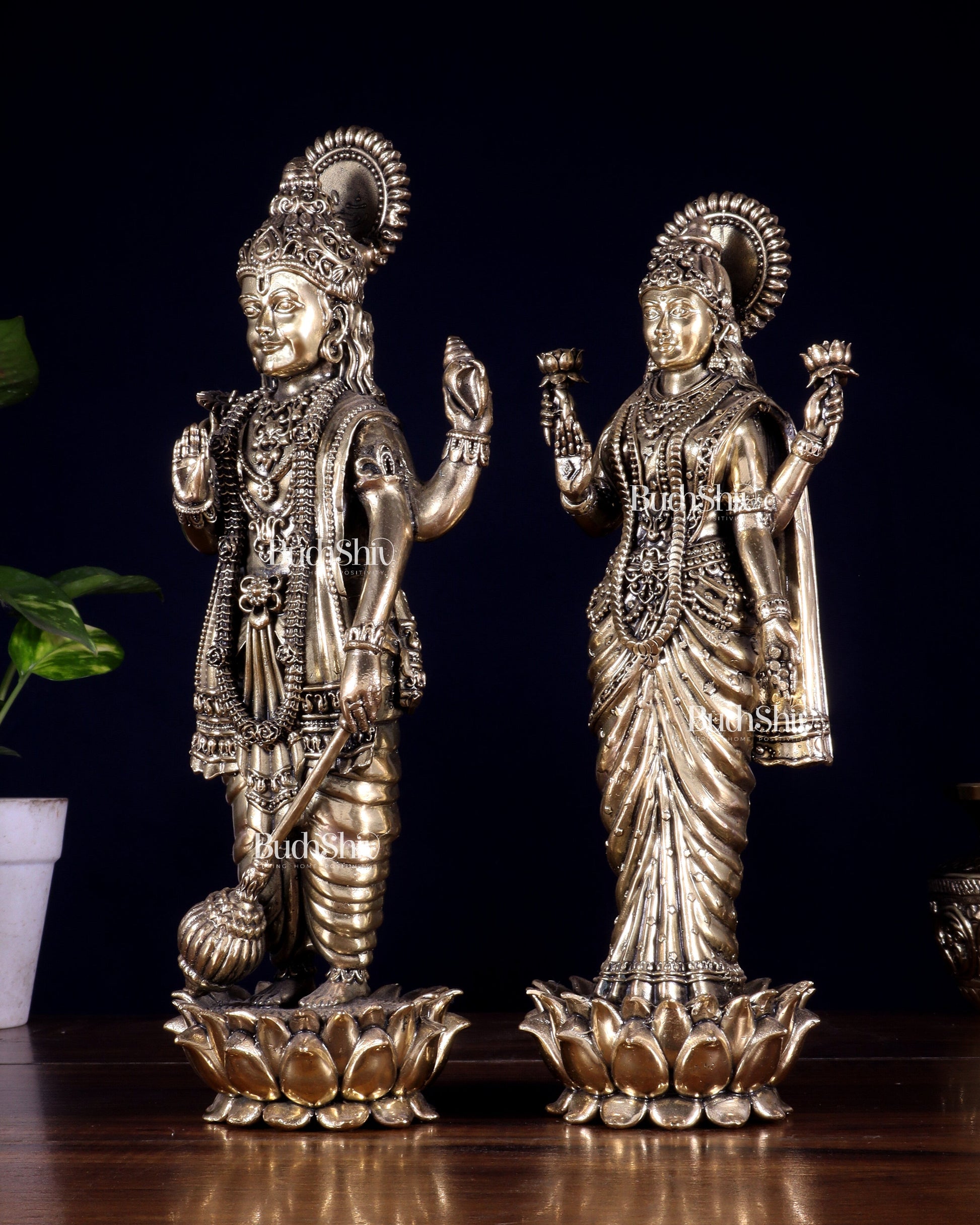 Brass Superfine Standing Vishnu Lakshmi Idol Pair