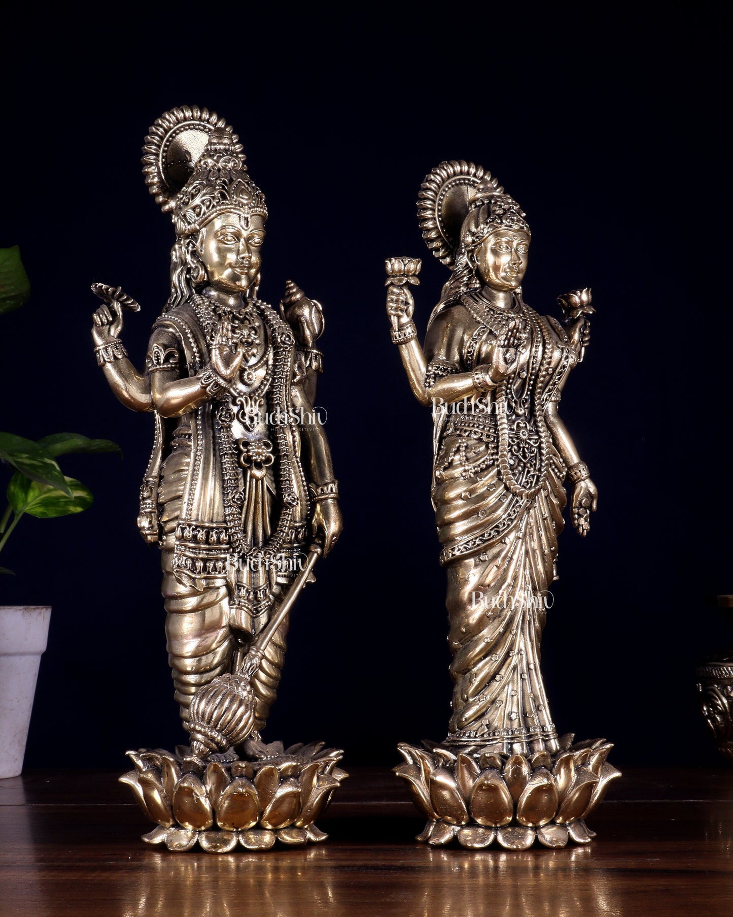 Brass Superfine Standing Vishnu Lakshmi Idol Pair