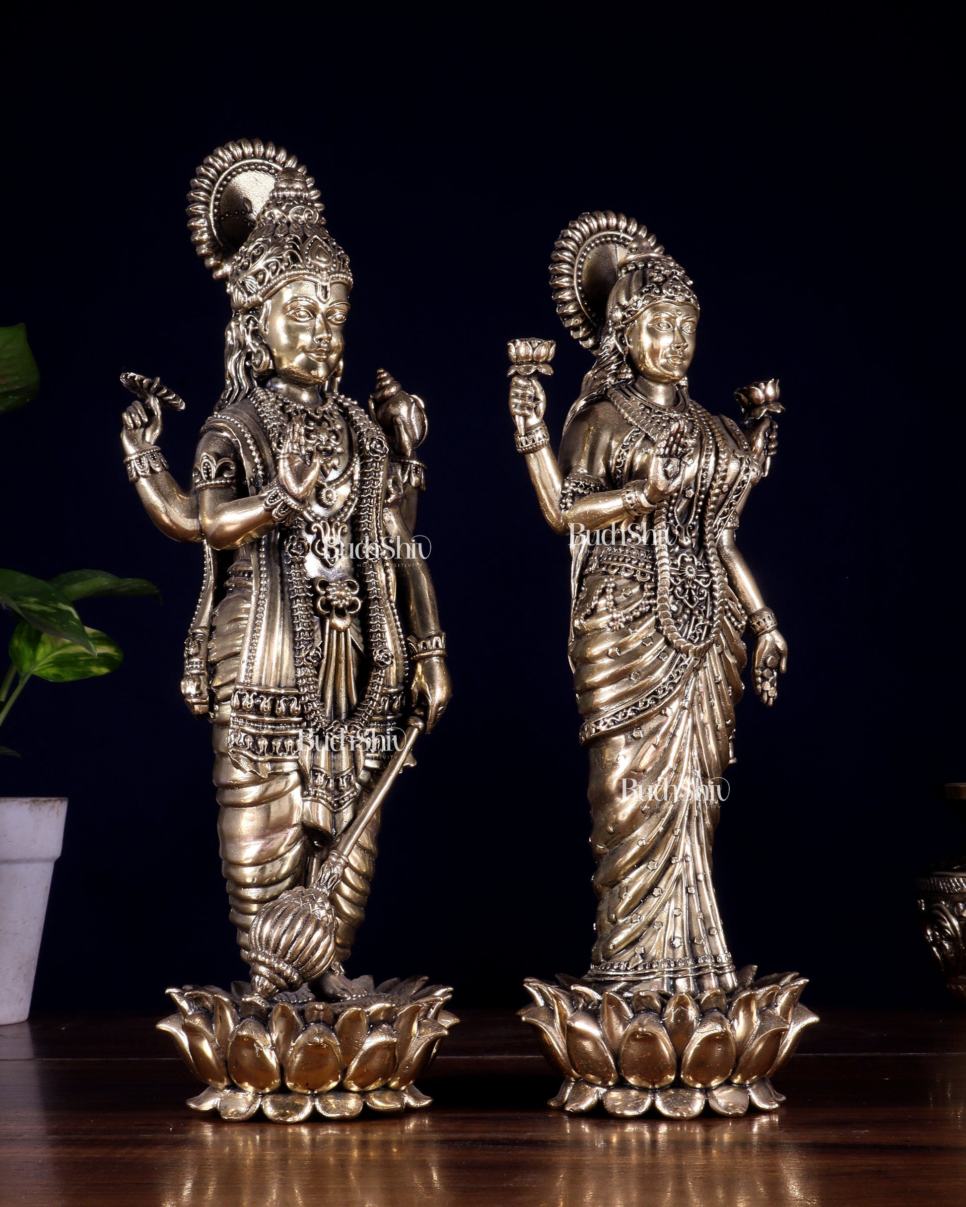 Brass Superfine Standing Vishnu Lakshmi Idol Pair