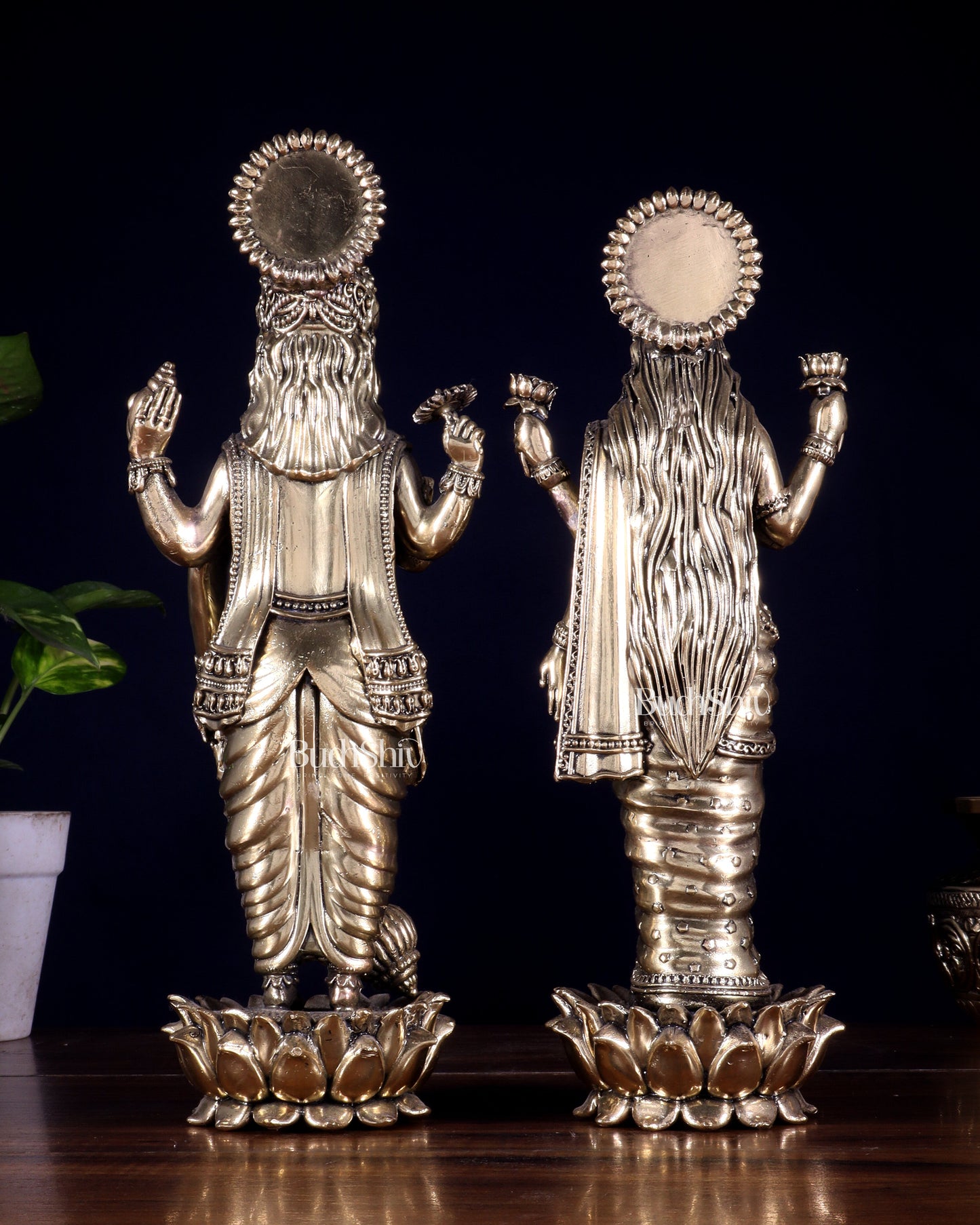Brass Superfine Standing Vishnu Lakshmi Idol Pair