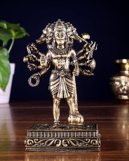Brass Superfine Standing Panchmukhi Hanuman Idol 5 inch