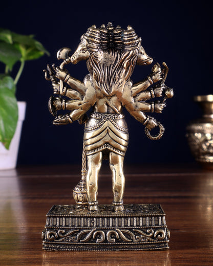 Brass Superfine Standing Panchmukhi Hanuman Idol 5 inch