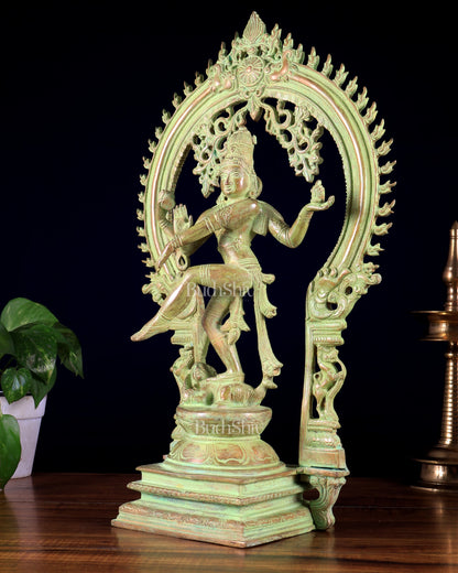 Brass Nataraja statue Green sand patina - 18" Height