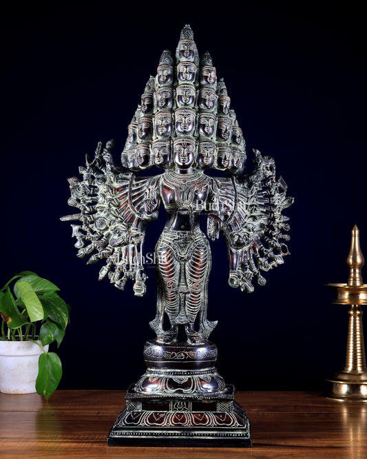 Vintage Brass Maha Sadashiva (25‑Faced Lord Shiva) Statue – 21.5″