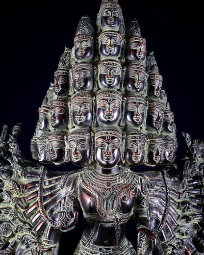 Vintage Brass Maha Sadashiva (25‑Faced Lord Shiva) Statue – 21.5″