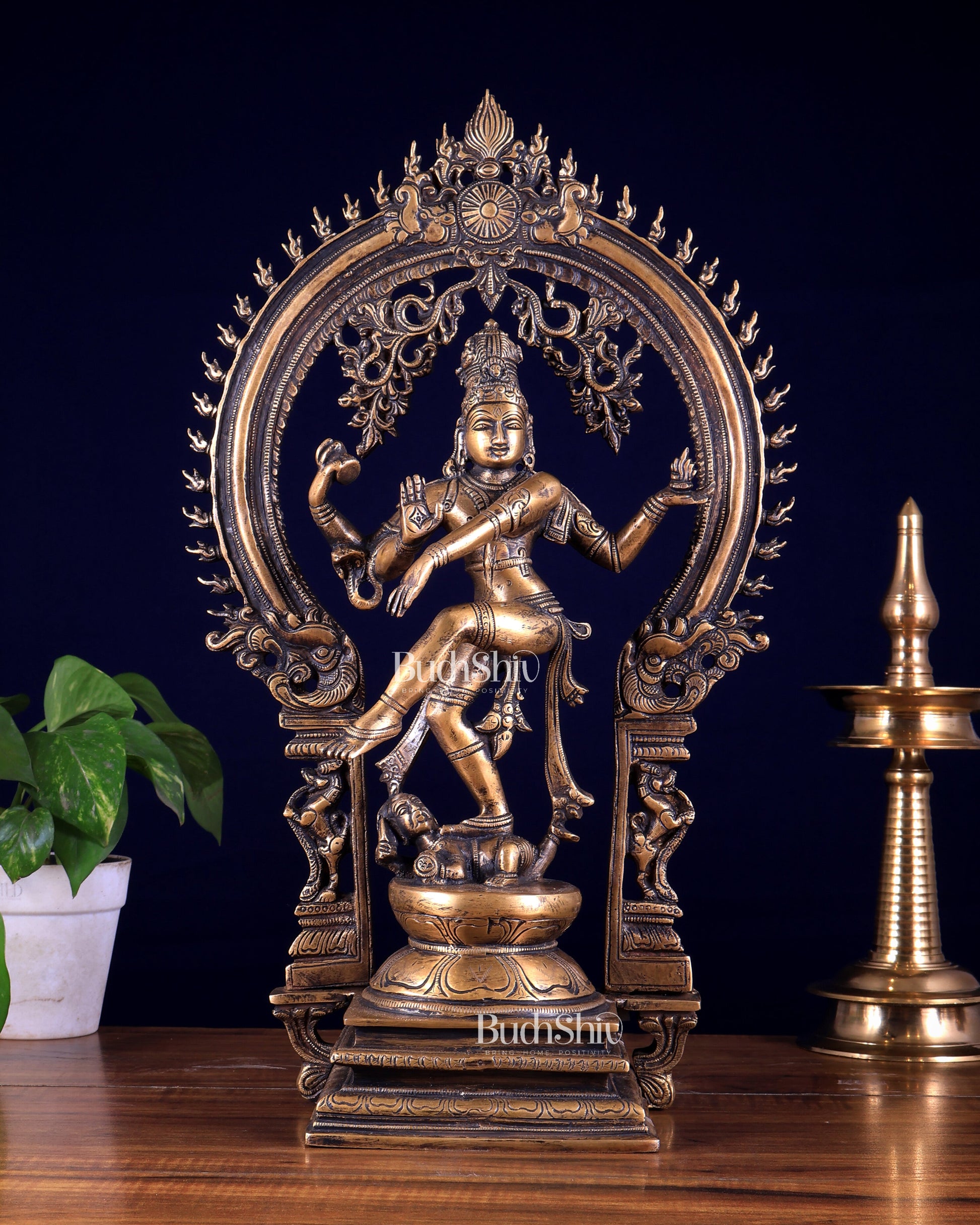 Brass Nataraja statue burnt brass antique tone - 18" Height