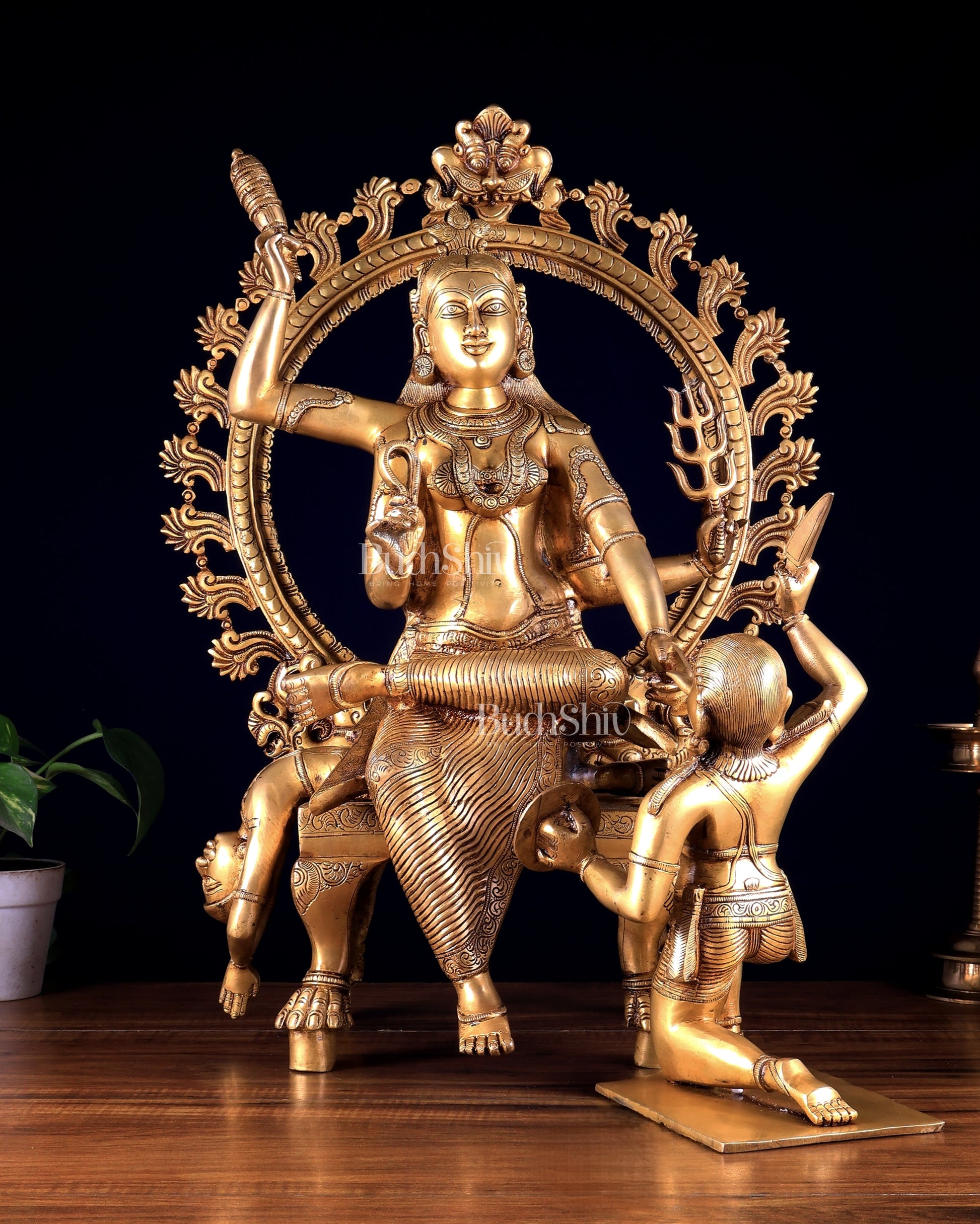 Large Brass Goddess Baglamukhi Statue – Handcrafted Masterpiece 29 inch