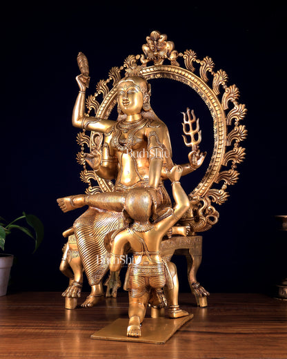 Large Brass Goddess Baglamukhi Statue – Handcrafted Masterpiece 29 inch