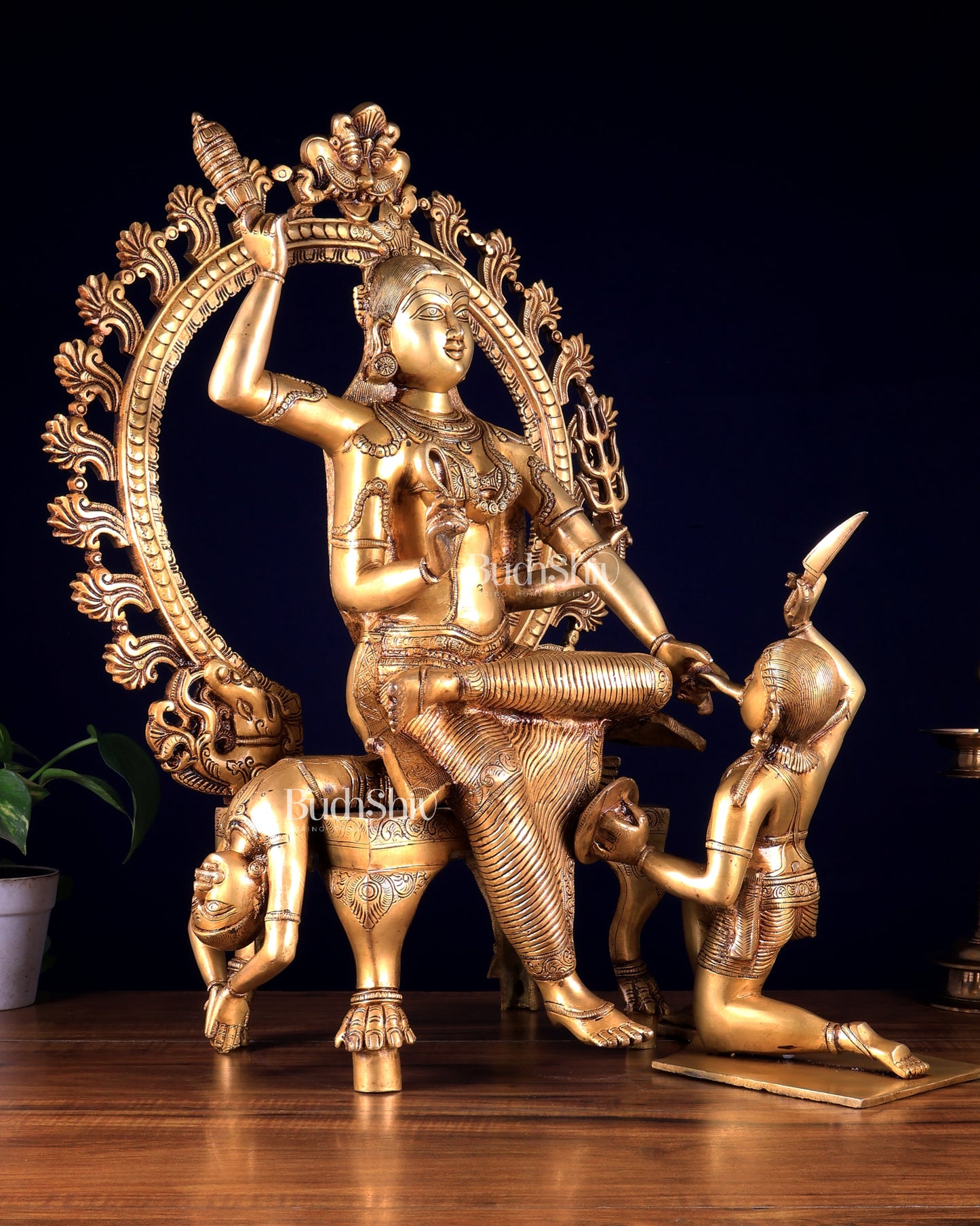 Large Brass Goddess Baglamukhi Statue – Handcrafted Masterpiece 29 inch