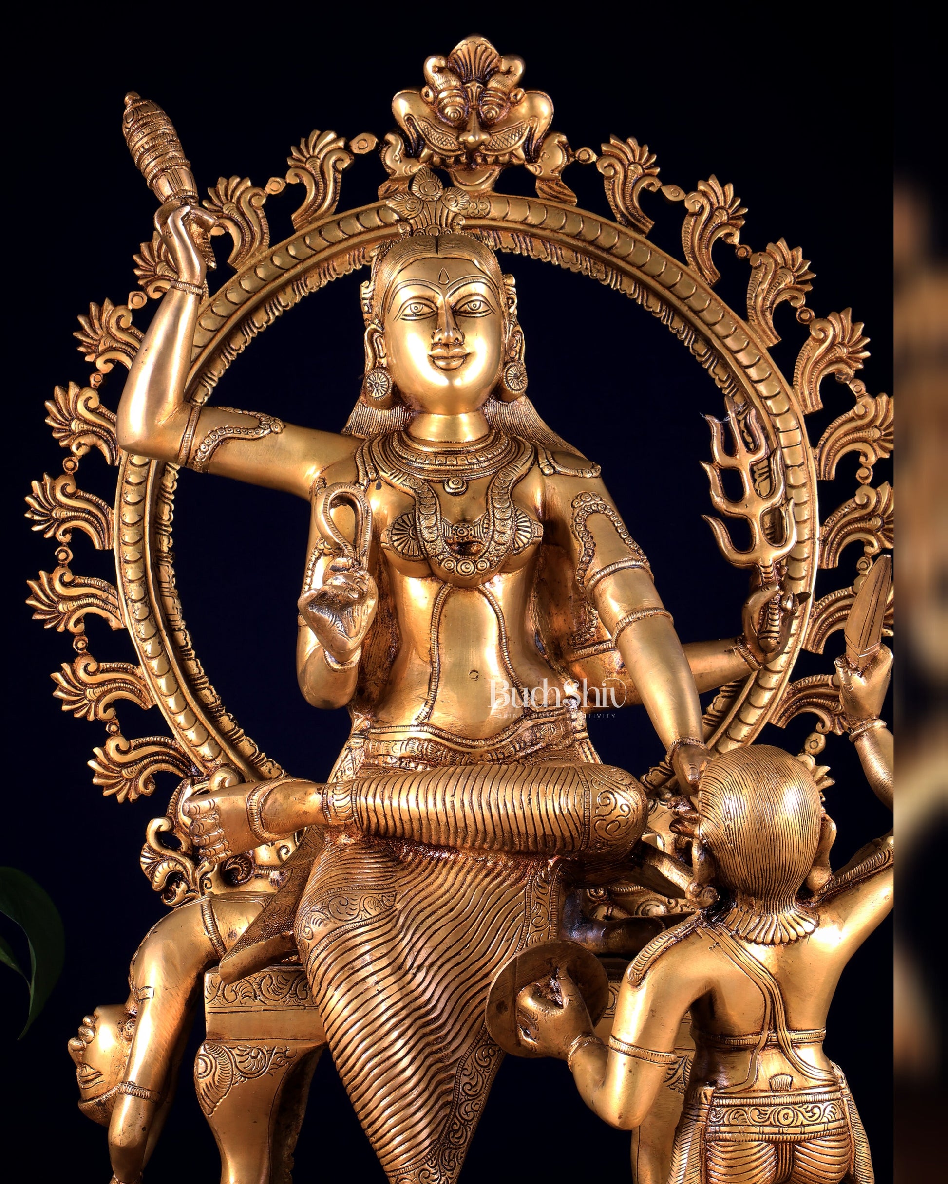 Large Brass Goddess Baglamukhi Statue – Handcrafted Masterpiece 29 inch