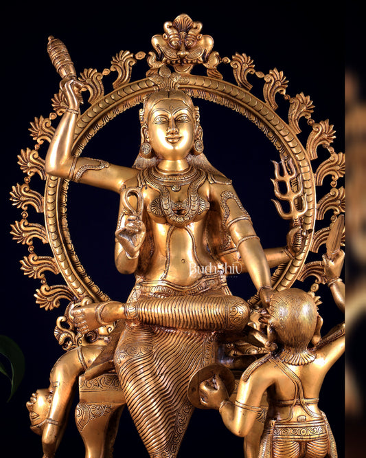 Large Brass Goddess Baglamukhi Statue – Handcrafted Masterpiece 29 inch