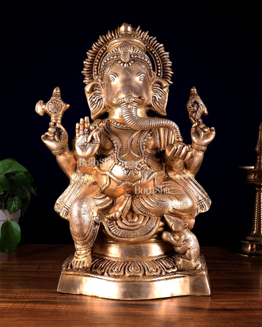 Ganesh Lakshmi Brass Idol Pair 18 inch