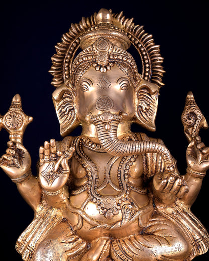 Ganesh Lakshmi Saraswati Brass Idol Set 18 inch