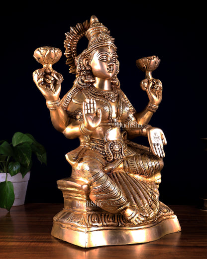 Brass Goddess Lakshmi Statue – Handcrafted Prosperity Idol 18 inch