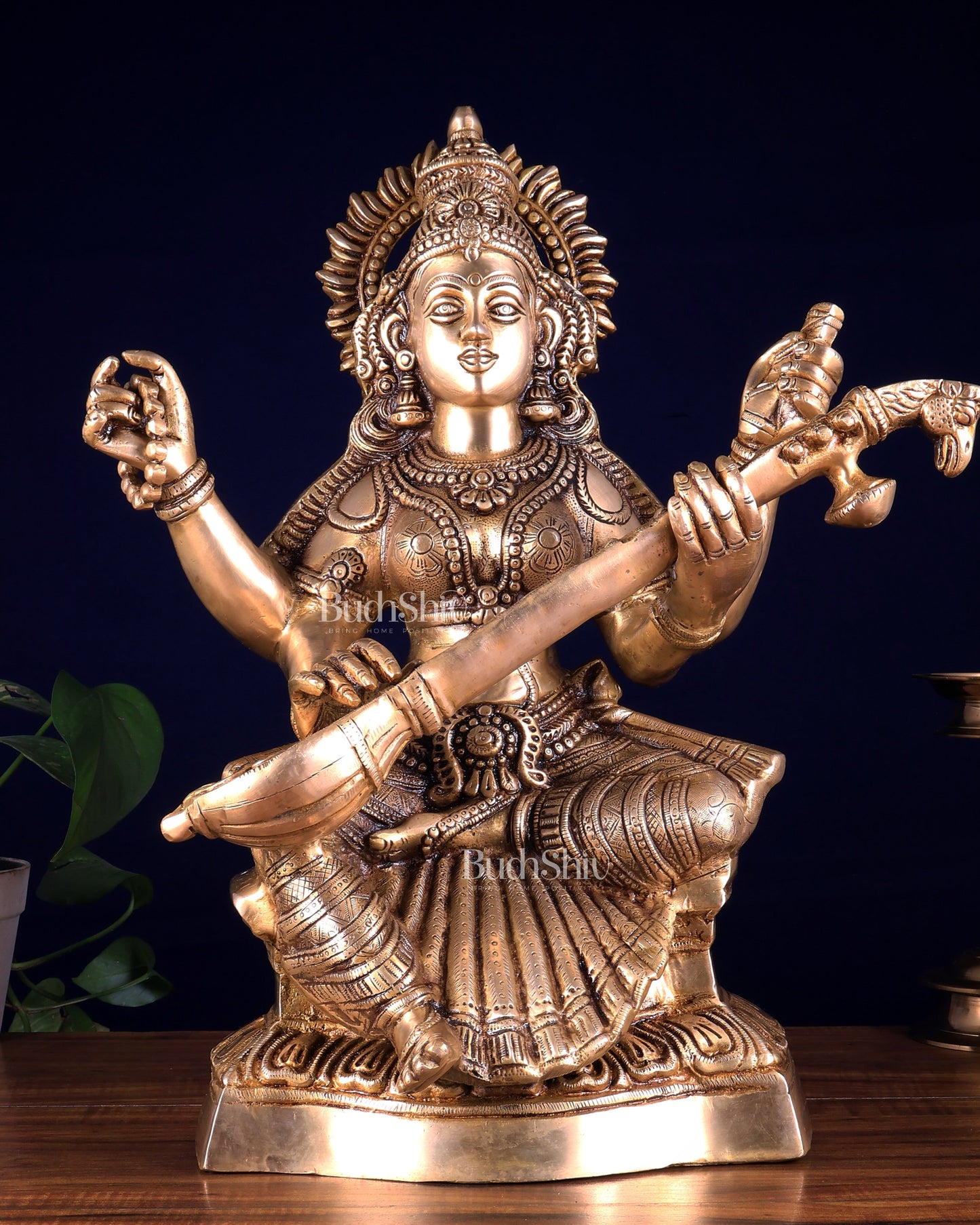 Ganesh Lakshmi Saraswati Brass Idol Set 18 inch