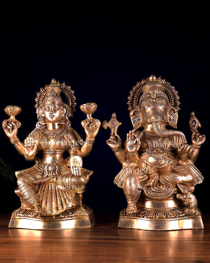 Ganesh Lakshmi Brass Idol Pair 18 inch