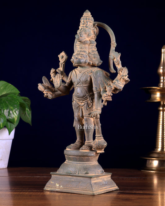 Pure Brass Standing Panchmukhi Hanuman Idol – 12 inch super antique