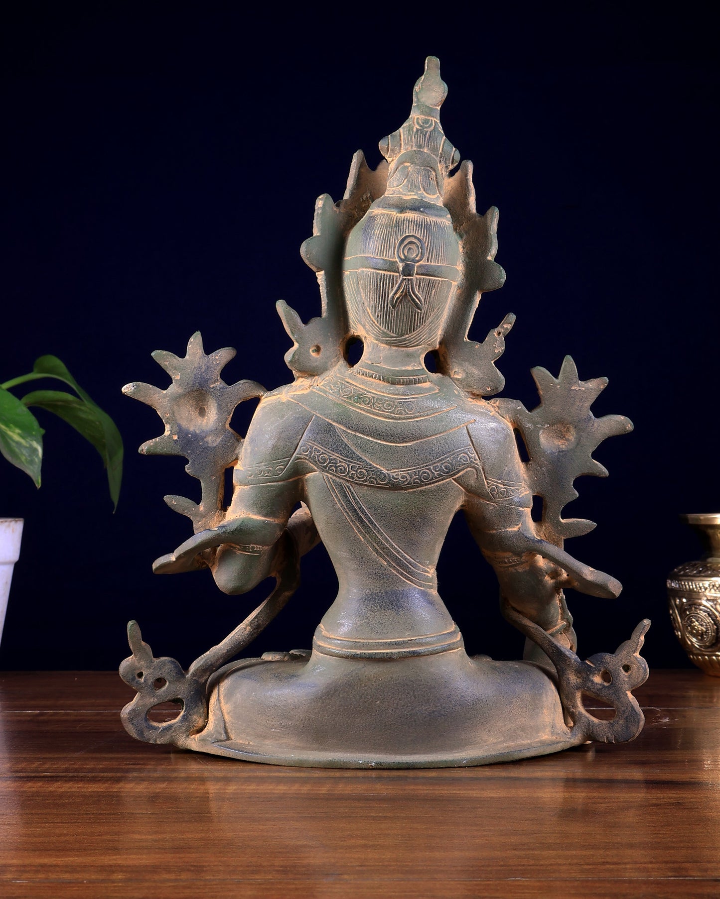 Vintage Brass White Tara Statue – Sandstone Finish 10 inch