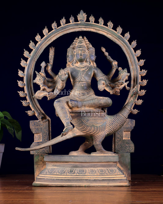 Brass Large Kartikeya shanamurugan with 6 heads statue 17"