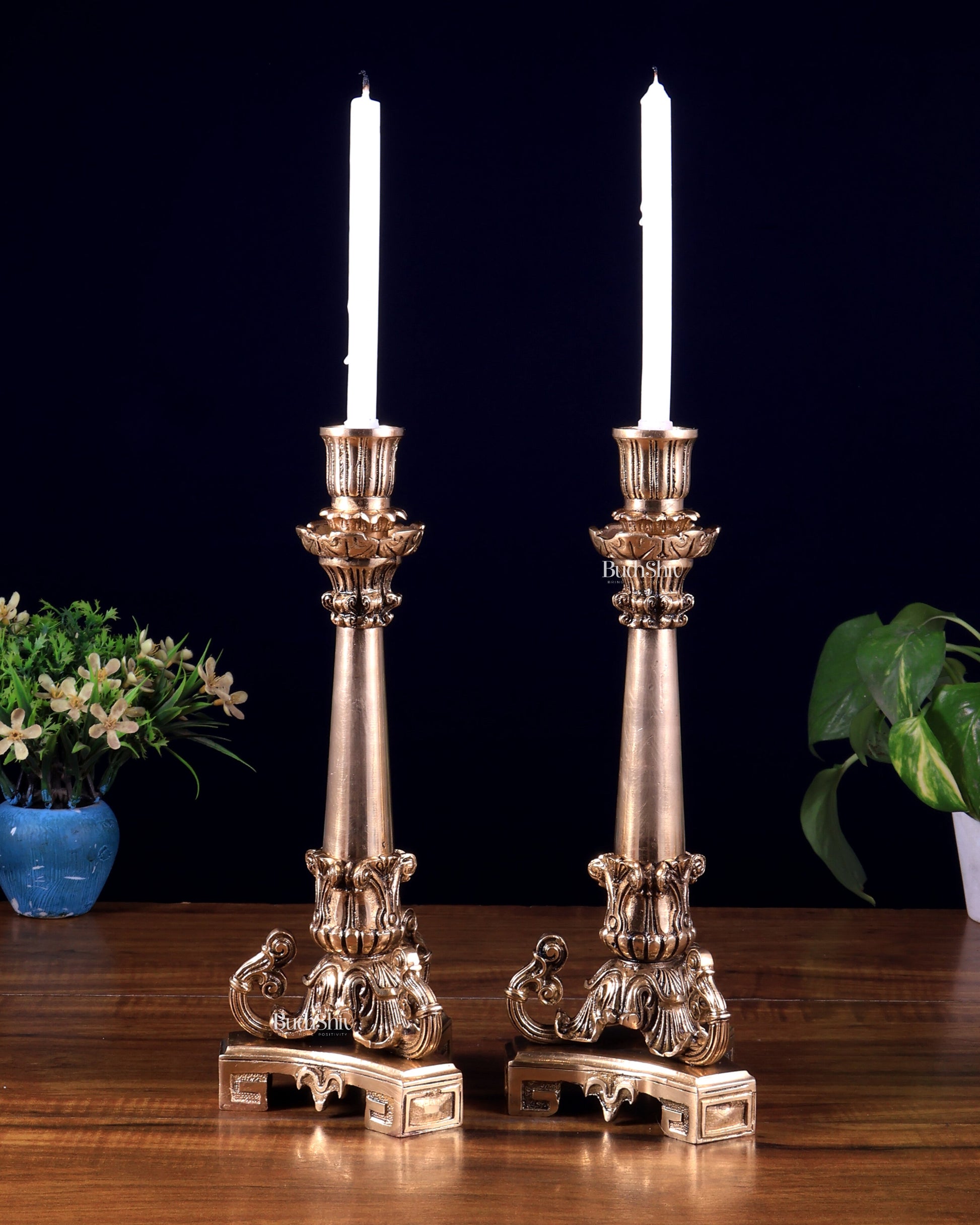 Vintage Brass Candle Stand – 11 Inch