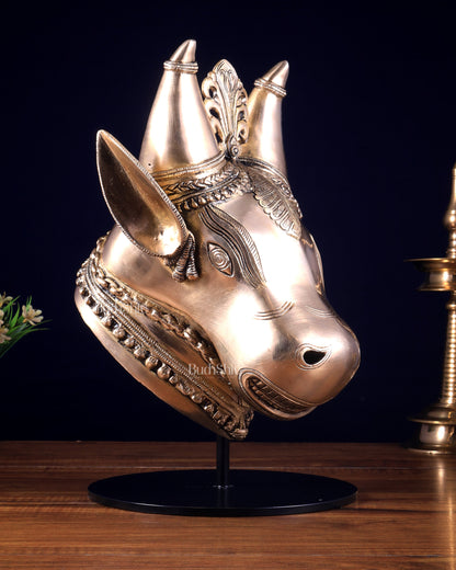 Pure Brass Bull Head Artefact – Table Décor