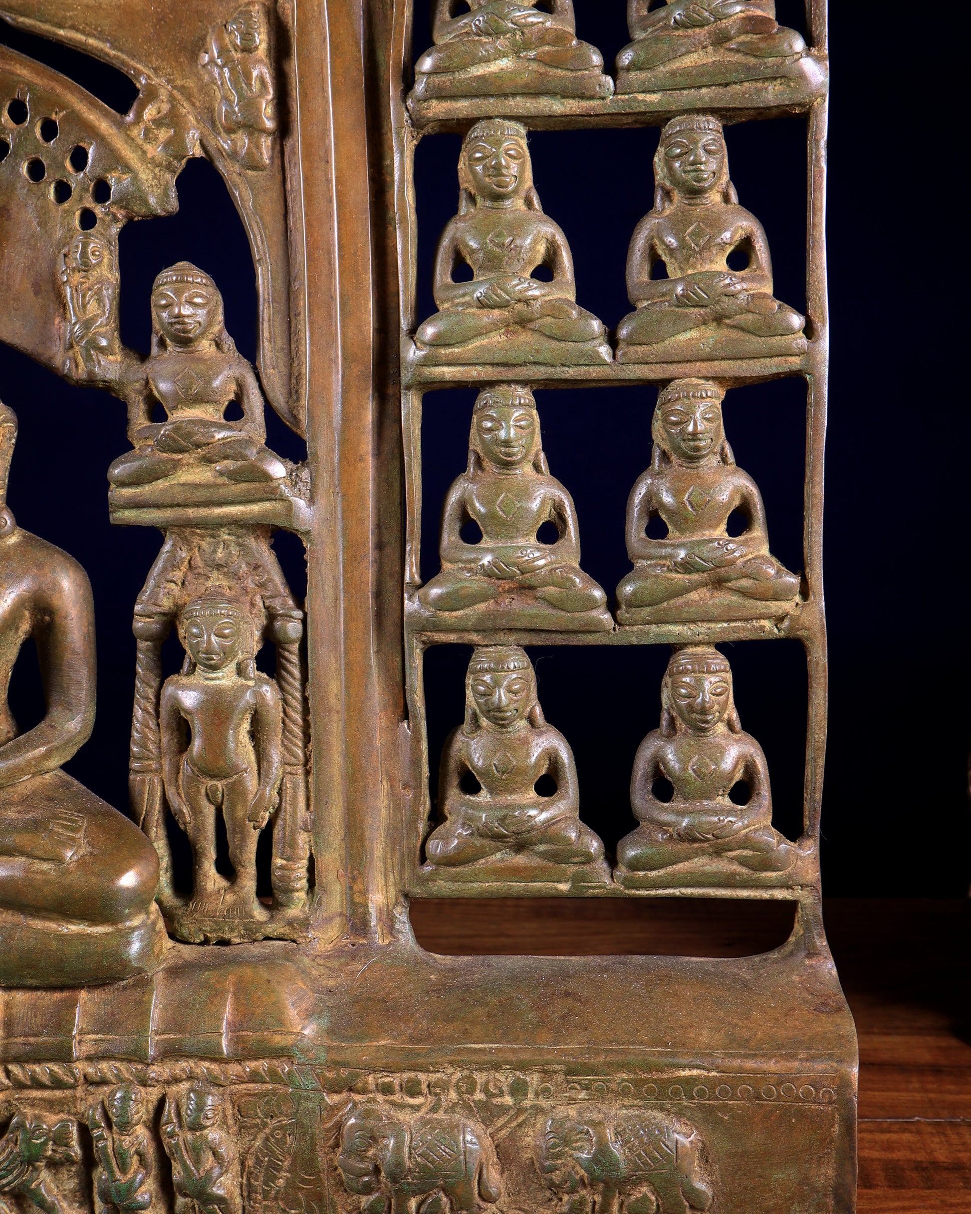 Vintage Brass Jain Tirthankaras with Mahavir Ji Sculpture – Divine Brass Idol