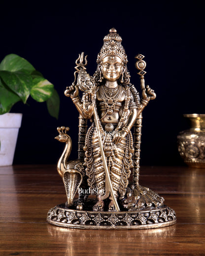 Brass Superfine Kartikeya Murugan Idol – Intricately Handcrafted 6 inch