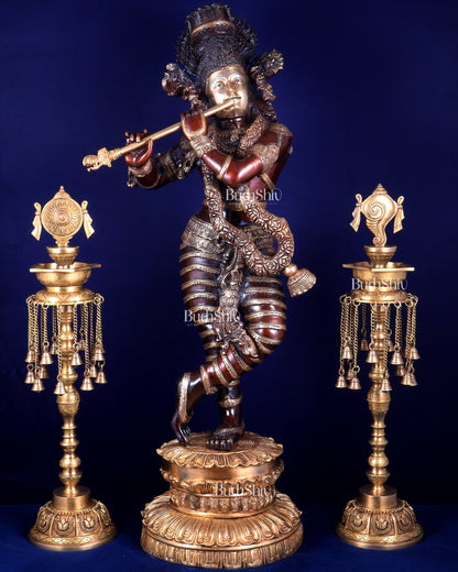 Brass Krishna dual tone Large Statue - 46 inch