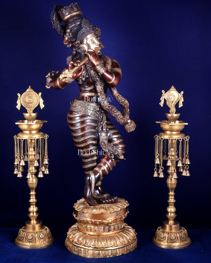 Brass Krishna dual tone Large Statue - 46 inch