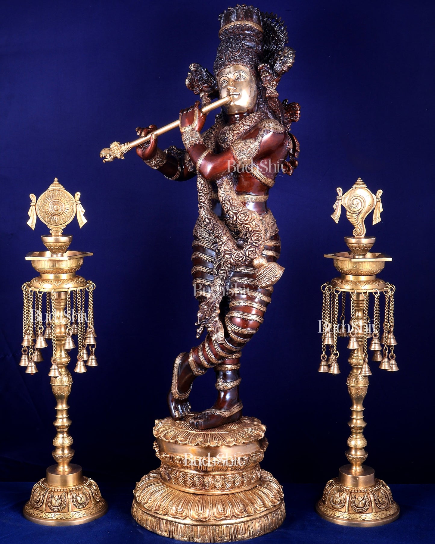 Brass Krishna dual tone Large Statue - 46 inch