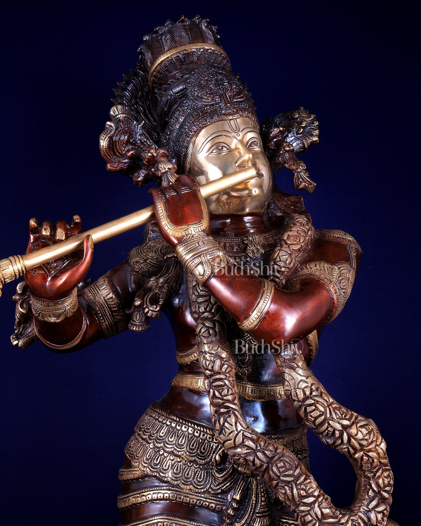 Brass Krishna dual tone Large Statue - 46 inch