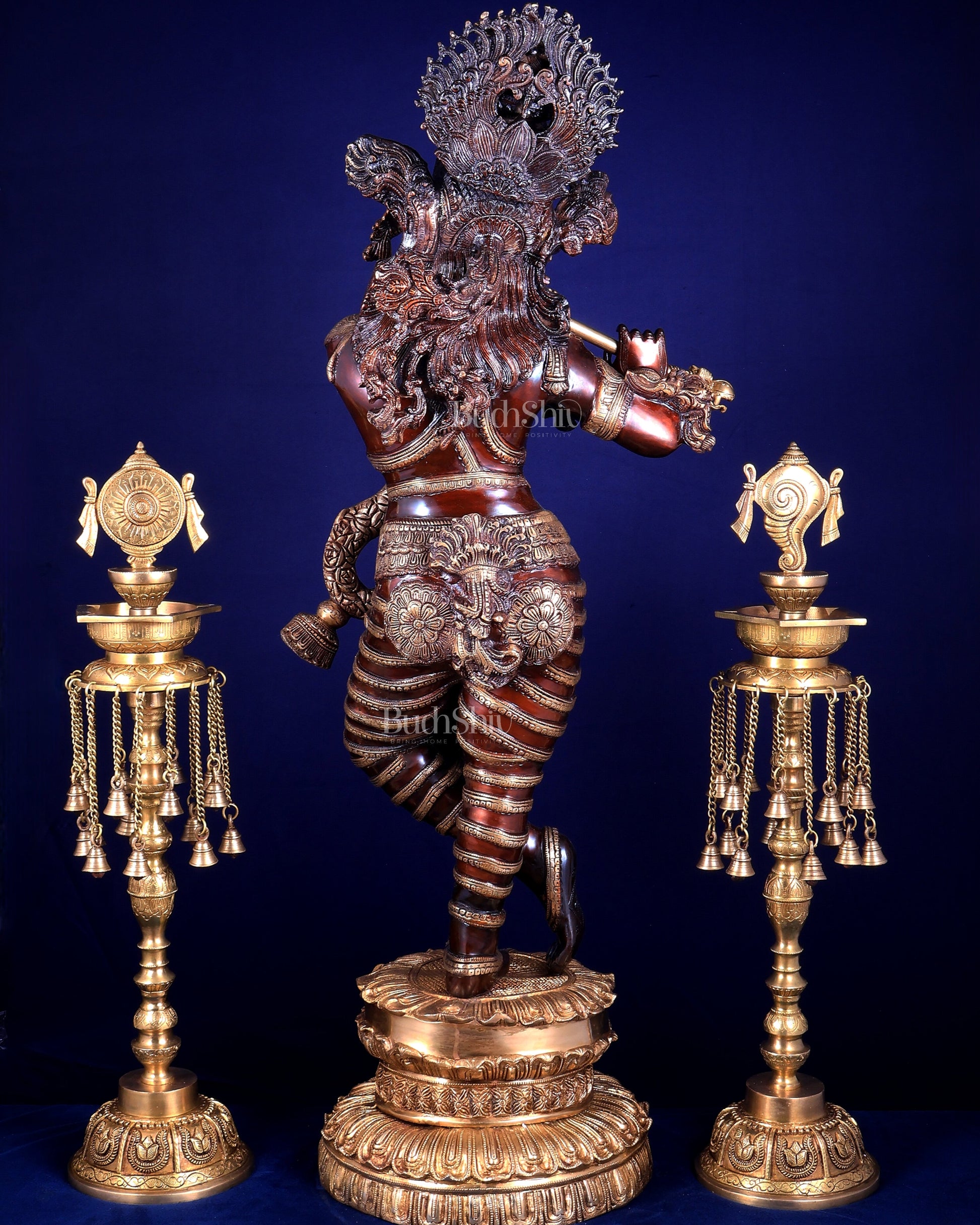 Brass Krishna dual tone Large Statue - 46 inch