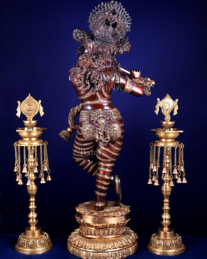 Brass Krishna dual tone Large Statue - 46 inch