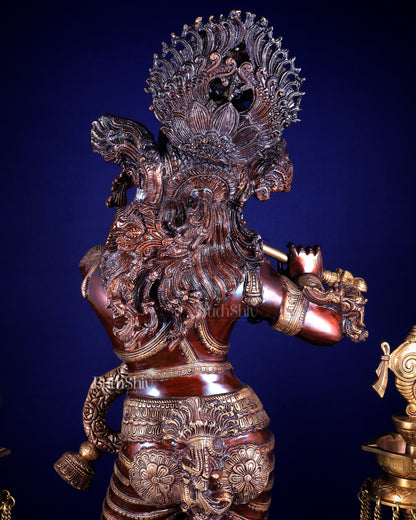 Brass Krishna dual tone Large Statue - 46 inch