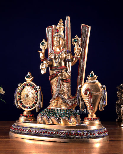 Brass Tirupati Balaji statue with Shankh Chakra | 14.5 Inch