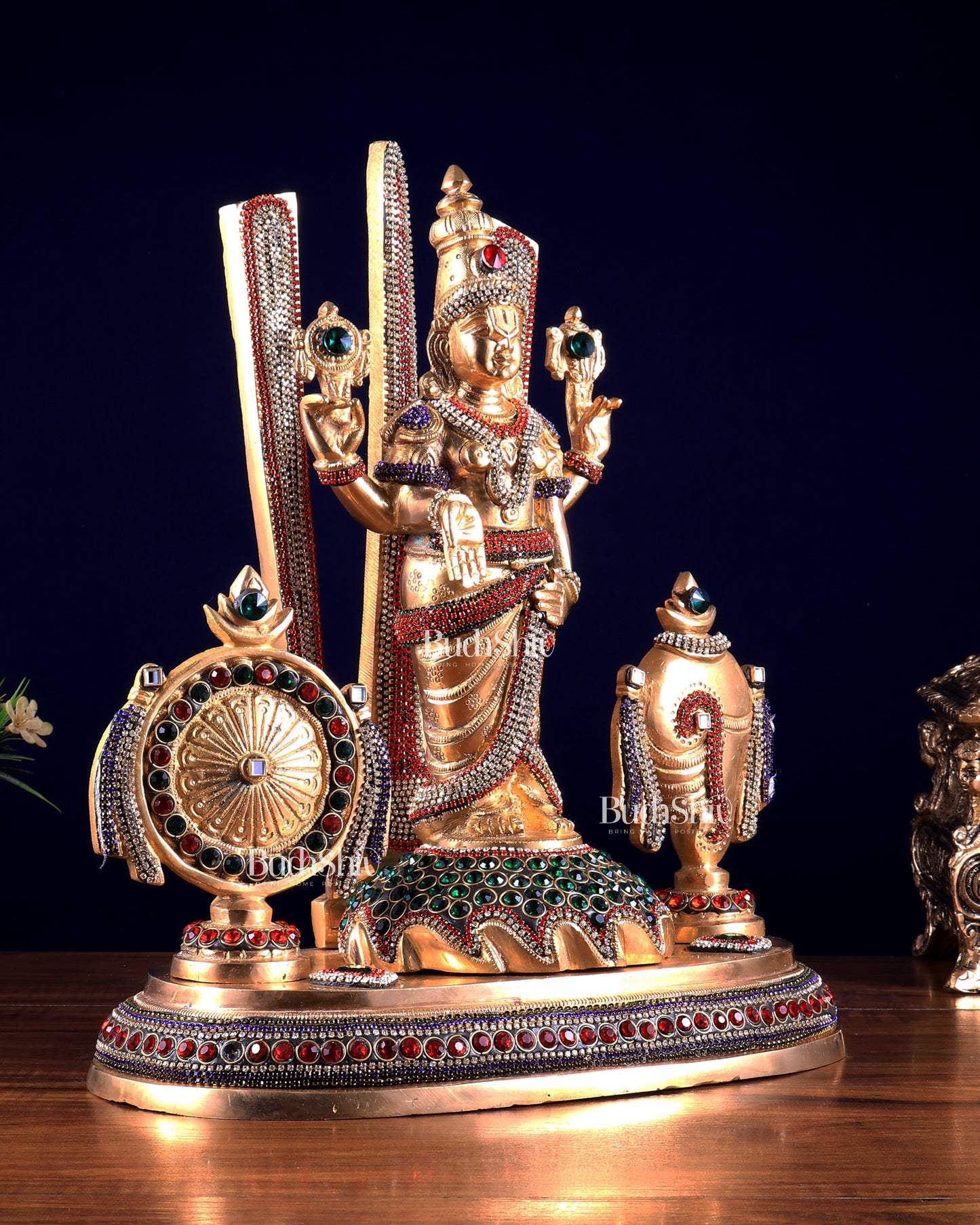 Brass Tirupati Balaji statue with Shankh Chakra | 14.5 Inch