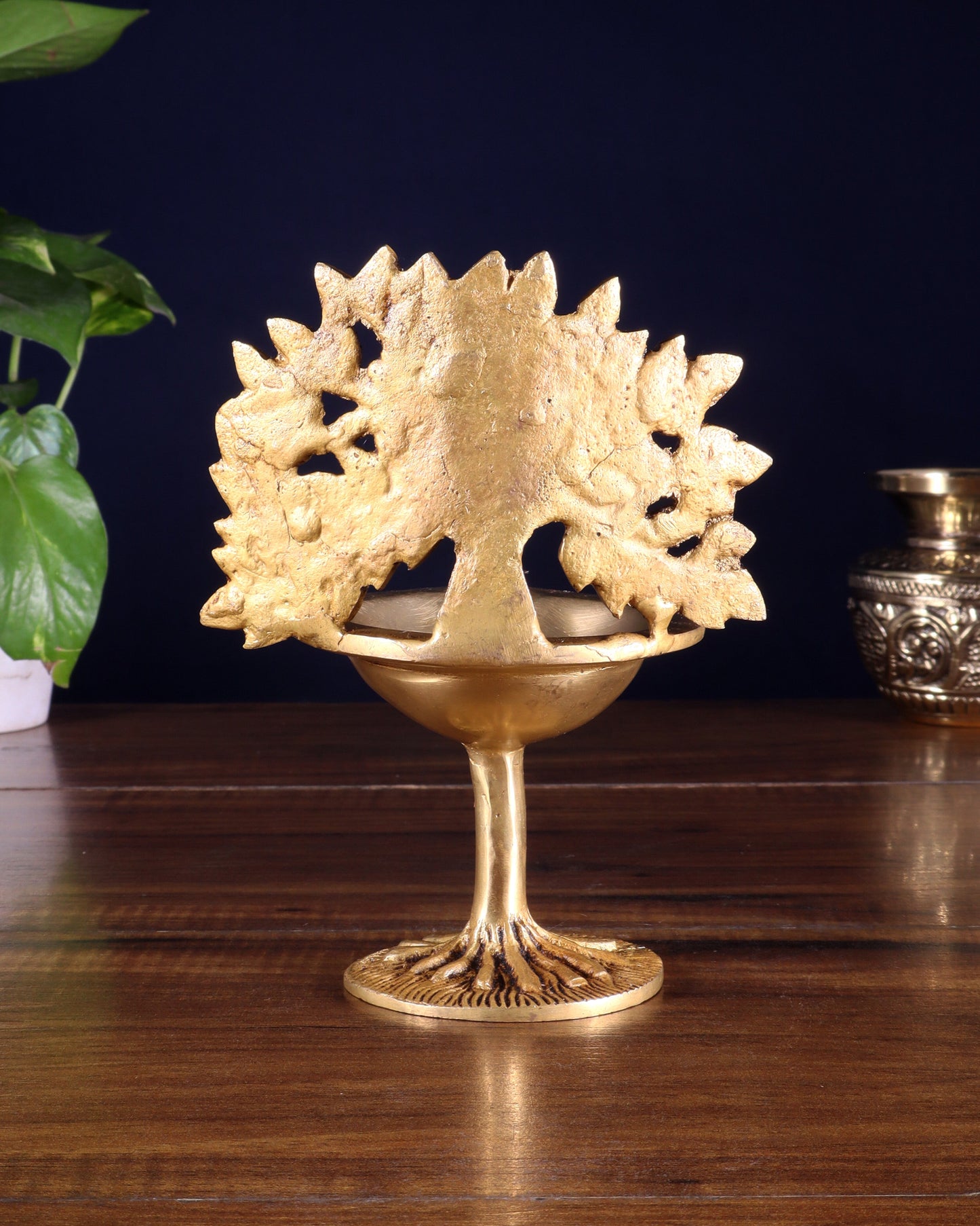 Pure Brass Kalpavriksha Tree Oil Lamp (Diya) 6.5 inch