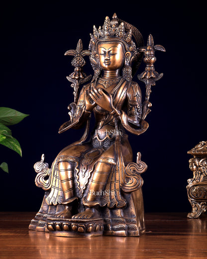 Majestic Tibetan Brass Maitreya Buddha Sculpture – The Future Buddha 14 inch